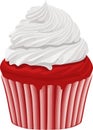 Tempting Strawberry Cream Cupcake: Whimsical and Minimalist Illustration of a Scrumptious Delight