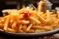 Tempting tableau a detailed shot capturing French fries on a table