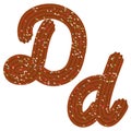 Tempting typography. Font design. 3D letter D of the Chocolate cream and candy