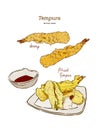 Tempura japanese food vector set Royalty Free Stock Photo