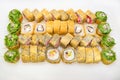 Tempura Japanese roll set on a white background