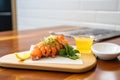 tempura lobster tail with a side of lemon Royalty Free Stock Photo