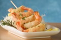 Tempura shrimp skewer