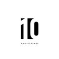 Ten anniversary, minimalistic logo. Tenth years, 10th jubilee, greeting card. Birthday invitation. 10 year sign. Black Royalty Free Stock Photo