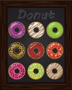 Ten beautiful colorful donuts with glaze Royalty Free Stock Photo