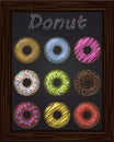 Ten beautiful colorful donuts with glaze Royalty Free Stock Photo