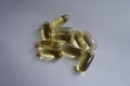 Ten softgel capsules of fish oil