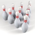 Ten bowling pins Royalty Free Stock Photo