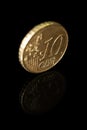 Macro shot of 10 cent euro currency Royalty Free Stock Photo