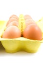 Ten chicken eggs in box Royalty Free Stock Photo