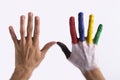 Colorful fingers white background