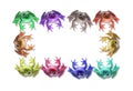 Ten colorful frogs form a frame Royalty Free Stock Photo