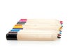 Ten colorful pencils abreast Royalty Free Stock Photo