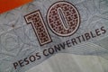 Ten Cuban Convertibles Pesos detail