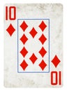 Ten of Diamonds Vintage playing card - isolated on white