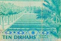 Ten Dirhams Banknote with Landscape Royalty Free Stock Photo