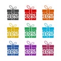Ten discount percent gift icon, color set Royalty Free Stock Photo