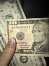 Ten dollar bill close up