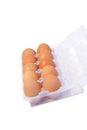 Ten eggs in plastic box Royalty Free Stock Photo