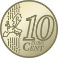 Ten Euro Cent Coin Royalty Free Stock Photo