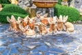 Ten foxes statue like cartoon