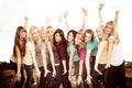 Ten happy girls Royalty Free Stock Photo