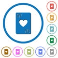 Ten of hearts icons with shadows and outlines Royalty Free Stock Photo