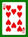 10 Ten of Hearts playing card with clipping path to remove background and shadow