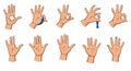 Ten illustrations of a hand demonstrating different baseball pitches. Each image Royalty Free Stock Photo