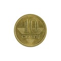 Ten lithuanian centu coin 2008 isolated on white background