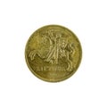 Ten lithuanian centu coin 2008 isolated on white background