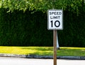 Ten mile per hour speed limit sign Royalty Free Stock Photo