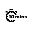 Ten minute vector icon. Time left symbol isolated. Stopwatch black sign. Vector EPS 10