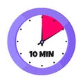 Ten minutes on analog clock face flat style design vector illustration icon. Royalty Free Stock Photo