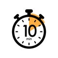 ten minutes stopwatch icon, timer symbol, cooking time, cosmetic or chemical application time, 10 min waiting time Royalty Free Stock Photo