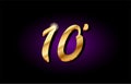 10 ten number numeral digit golden 3d logo icon design