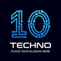 Ten or 10 number technology vector logo template Royalty Free Stock Photo