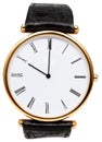 Ten o'clock on dial of wristwatch isolated