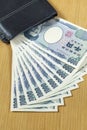 Ten peices of one thousand Japanese cashes wallet close up Royalty Free Stock Photo