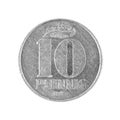 Ten 10 penning coin East German money isolated on a white background Royalty Free Stock Photo