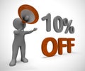 Ten percent off discount reduction showing 10% less price - 3d illustration Royalty Free Stock Photo