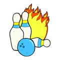 ten pin bowling comic cartoon Royalty Free Stock Photo