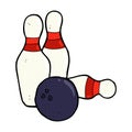 ten pin bowling comic cartoon Royalty Free Stock Photo