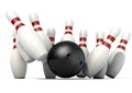 Ten Pin Bowling Pins And Ball Royalty Free Stock Photo