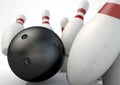 Ten Pin Bowling Pins And Ball Royalty Free Stock Photo