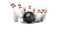 Ten Pin Bowling Pins And Ball Royalty Free Stock Photo