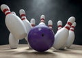 Ten Pin Bowling Pins And Ball Royalty Free Stock Photo