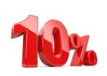 Ten red percent symbol. 10% percentage rate. Special offer disco