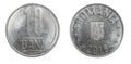 Ten Romanian bani coin isolated on white background