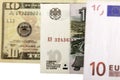 Ten rubles against dollar and euro Royalty Free Stock Photo